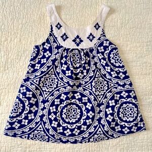 Gymboree Girl's Cotton Tank Top Rhinestones Navy and White Elasticized Back
